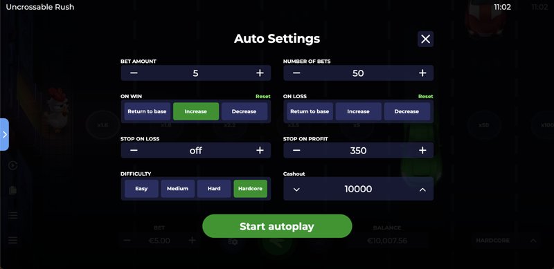 El apasionante ritmo de la ruleta en el slot Uncrossable Rush.